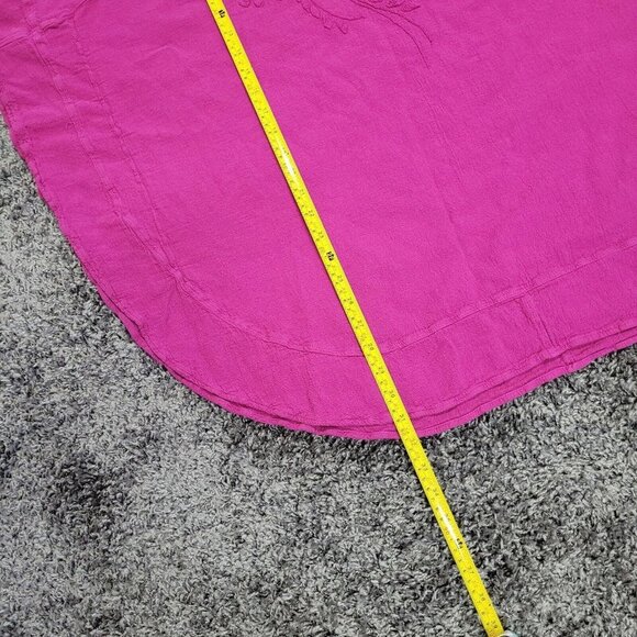 Manta Del Lago Pink 100% Cotton V-neck Poncho Style Top  Crochet One Size. - Picture 6 of 8